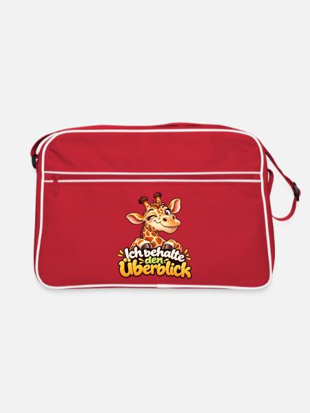 Lustige Coole Giraffe - Ich behalte den Überblick  - Retro Tasche - Rot/Weiß