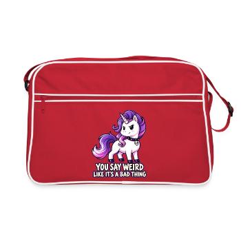 Eigenwilliges Einhorn - Retro Tasche - Rot/Weiß - Vorne