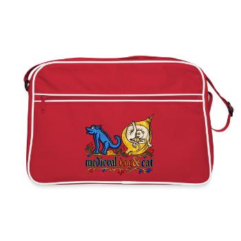 Mittelalterliche Hunde und Katzen - Retro Tasche - Rot/Weiß - Vorne