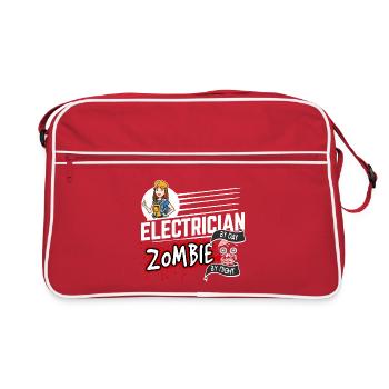 Electrician by day Zombie by night - Elektrikerin - Retro Tasche - Rot/Weiß - Vorne