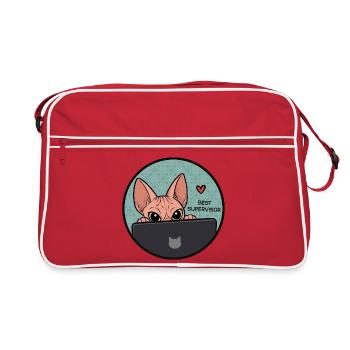 Beste Supervisor Katze - Sphynx Cat  - Retro Tasche - Rot/Weiß - Vorne