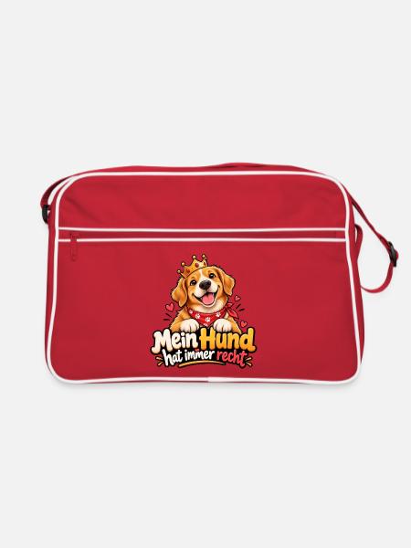 Mein Hund hat immer recht - Retro Tasche - Rot/Weiß