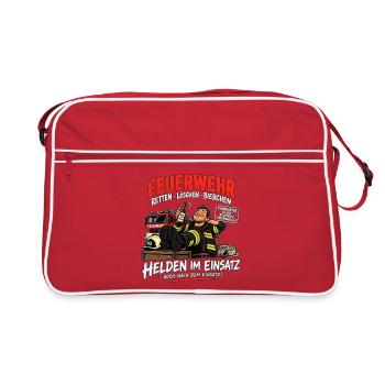 Feuerwehr - Retten - Löschen - Bierchen - Retro Tasche - Rot/Weiß - Vorne