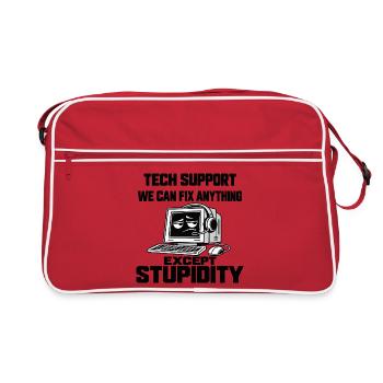 IT Support Humor - Alles lösbar außer Dummheit - Retro Tasche - Rot/Weiß - Vorne