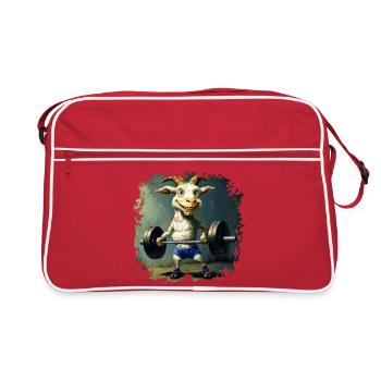 Ziegen Fitness / Trainer Goat - Retro Tasche - Rot/Weiß - Vorne