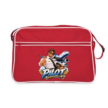 Charismatischer Cartoon-Luftpilot - Retro Tasche - Rot/Weiß - Vorne