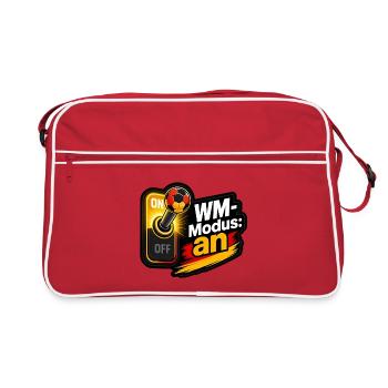 WM-Modus an Schalter mit Handball Vektor Shirt - Retro Tasche - Rot/Weiß - Vorne