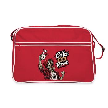Kaffeeliebhaber Zombie Kaffee Spruch Design - Retro Tasche - Rot/Weiß - Vorne