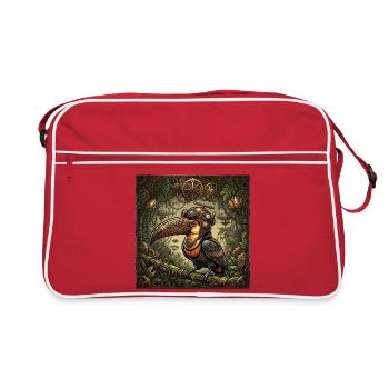 Mechanischer Dschungel-Steampunk-Tukan - Retro Tasche - Rot/Weiß - Vorne