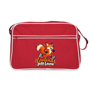 Joggingfuchs: Laufend gute Laune - Retro Tasche - Rot/Weiß - Vorne
