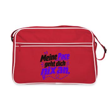 Meine Pace – frecher Laufspruch - Joggen - Laufen - Retro Tasche - Rot/Weiß - Vorne