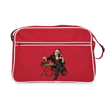 Vampirischer Gentleman am Schach - Retro Tasche - Rot/Weiß - Vorne