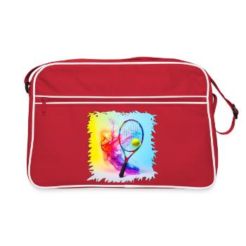 Farbenexplosion Tennisracket - Retro Tasche - Rot/Weiß - Vorne