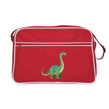 Dinosaurier Brontosaurus - Retro Tasche - Rot/Weiß - Vorne