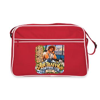 Fluglotse gezeigt - Retro Tasche - Rot/Weiß - Vorne