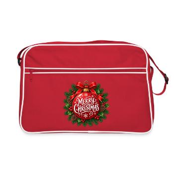 Frohe Weihnachten – Rote Weihnachtskugel - Retro Tasche - Rot/Weiß - Vorne