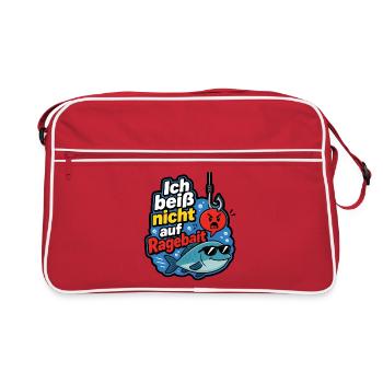 Ich beiß nicht auf Ragebait Angel Angler Shirt - Retro Tasche - Rot/Weiß - Vorne
