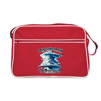 Cloud Watching – Ich lese Clouds zum Spaß - Retro Tasche - Rot/Weiß - Vorne