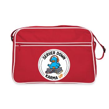 Server down Karma up IT Admin Gelassenheit T-Shirt - Retro Tasche - Rot/Weiß - Vorne