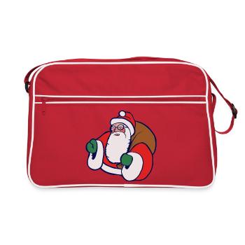 Fetter Cartoon-Weihnachtsmann mit Sack - Retro Tasche - Rot/Weiß - Vorne