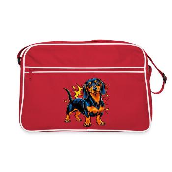 Dackel – Comic Pop Art - Retro Tasche - Rot/Weiß - Vorne