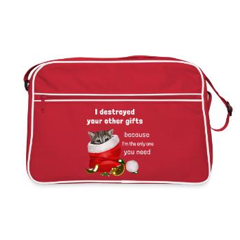 I destroyed your other gifts - Kätzchen - Retro Tasche - Rot/Weiß - Vorne