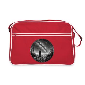Nachtwanderer unter Milchstraße - Retro Tasche - Rot/Weiß - Vorne