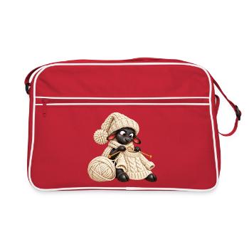 Schwarzes Schaf strickt einen Wollpullover - Retro Tasche - Rot/Weiß - Vorne