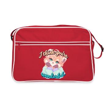Roter Panda mit Herz - Retro Tasche - Rot/Weiß - Vorne