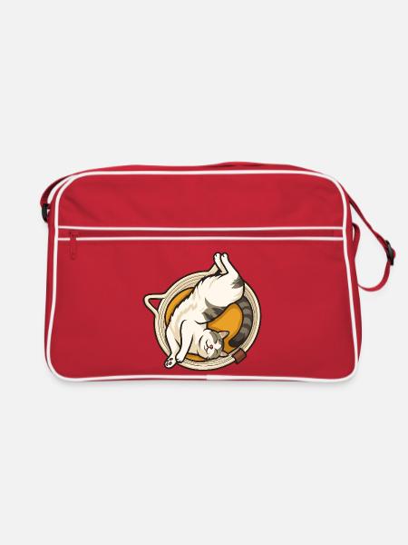 Katze - Retro Tasche - Rot/Weiß