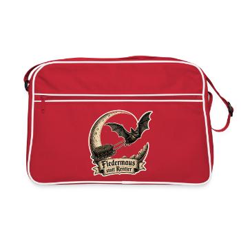 Fledermaus statt Rentier Gothic Weihnachten Shirt - Retro Tasche - Rot/Weiß - Vorne