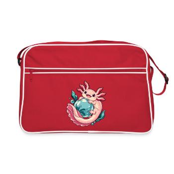 Axolotl-Blasengarten - Retro Tasche - Rot/Weiß - Vorne