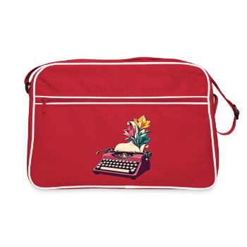Schreibmaschine baut einen Papiergarten an - Retro Tasche - Rot/Weiß - Vorne