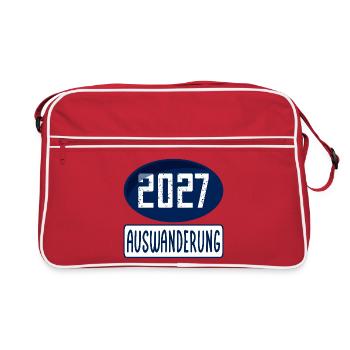 Auswanderung 2027 - Retro Tasche - Rot/Weiß - Vorne