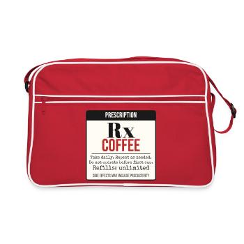 Rezept: Kaffee – Täglich einnehmen - Retro Tasche - Rot/Weiß - Vorne