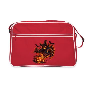 Feuriger Halloween Dämon - Retro Tasche - Rot/Weiß - Vorne