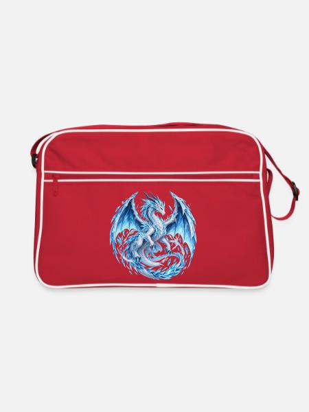 Frostgeborener Kristalldrache - Retro Tasche - Rot/Weiß