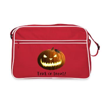 Trick or treat - Kürbis mit Spinne - Retro Tasche - Rot/Weiß - Vorne