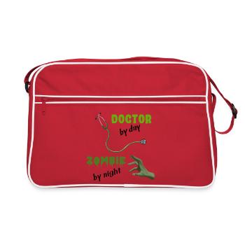 Doctor by day Zombie by night - Stethoskop - Retro Tasche - Rot/Weiß - Vorne