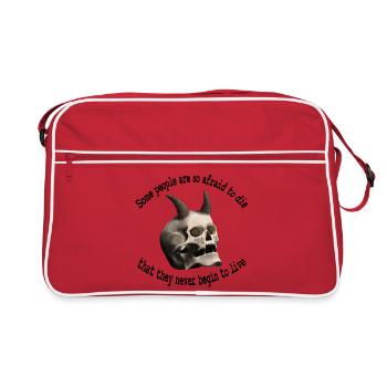 Some people are so afraid to die - Totenkopf - Retro Tasche - Rot/Weiß - Vorne