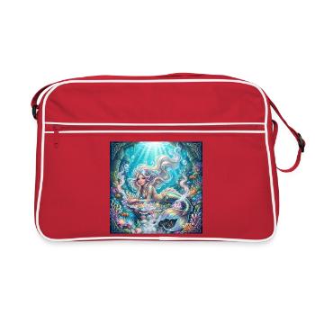 Korallenmeerjungfrau unter Gezeiten - Retro Tasche - Rot/Weiß - Vorne