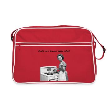 Retro Hausfrau Mittelfinger - Rebellisch - FCK AFD - Retro Tasche - Rot/Weiß - Vorne