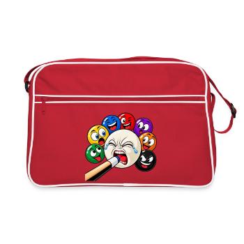 Lustige Billard Motive - Sports-Bar Bilder - Retro Tasche - Rot/Weiß - Vorne