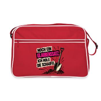 Noch ein Glaubenssatz. Ich hole die Schaufel! - Retro Tasche - Rot/Weiß - Vorne