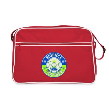 Vintage Science Teacher Flask Planetarische Umlaufbahnen oben - Retro Tasche - Rot/Weiß - Vorne