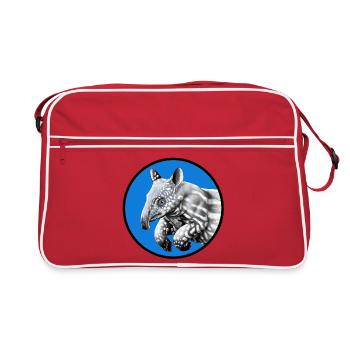 kleines Tapir in rundem kreis - Retro Tasche - Rot/Weiß - Vorne