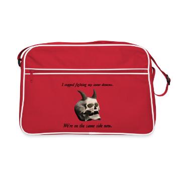 I stopped fighting my inner demons - Totenkopf - Retro Tasche - Rot/Weiß - Vorne