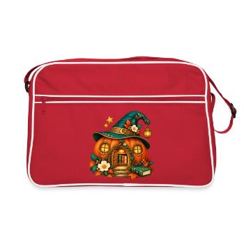 Verzaubertes Kürbishaus - Retro Tasche - Rot/Weiß - Vorne