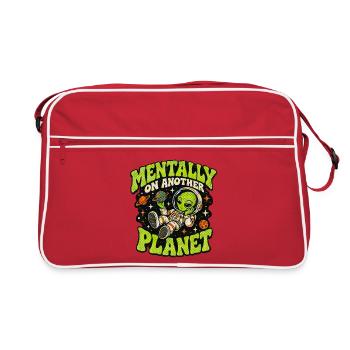 Mental auf einem anderen Planeten – Alien-Abenteuer - Retro Tasche - Rot/Weiß - Vorne