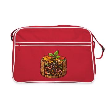 Kompostgarten mit freundlichen Würmern - Retro Tasche - Rot/Weiß - Vorne